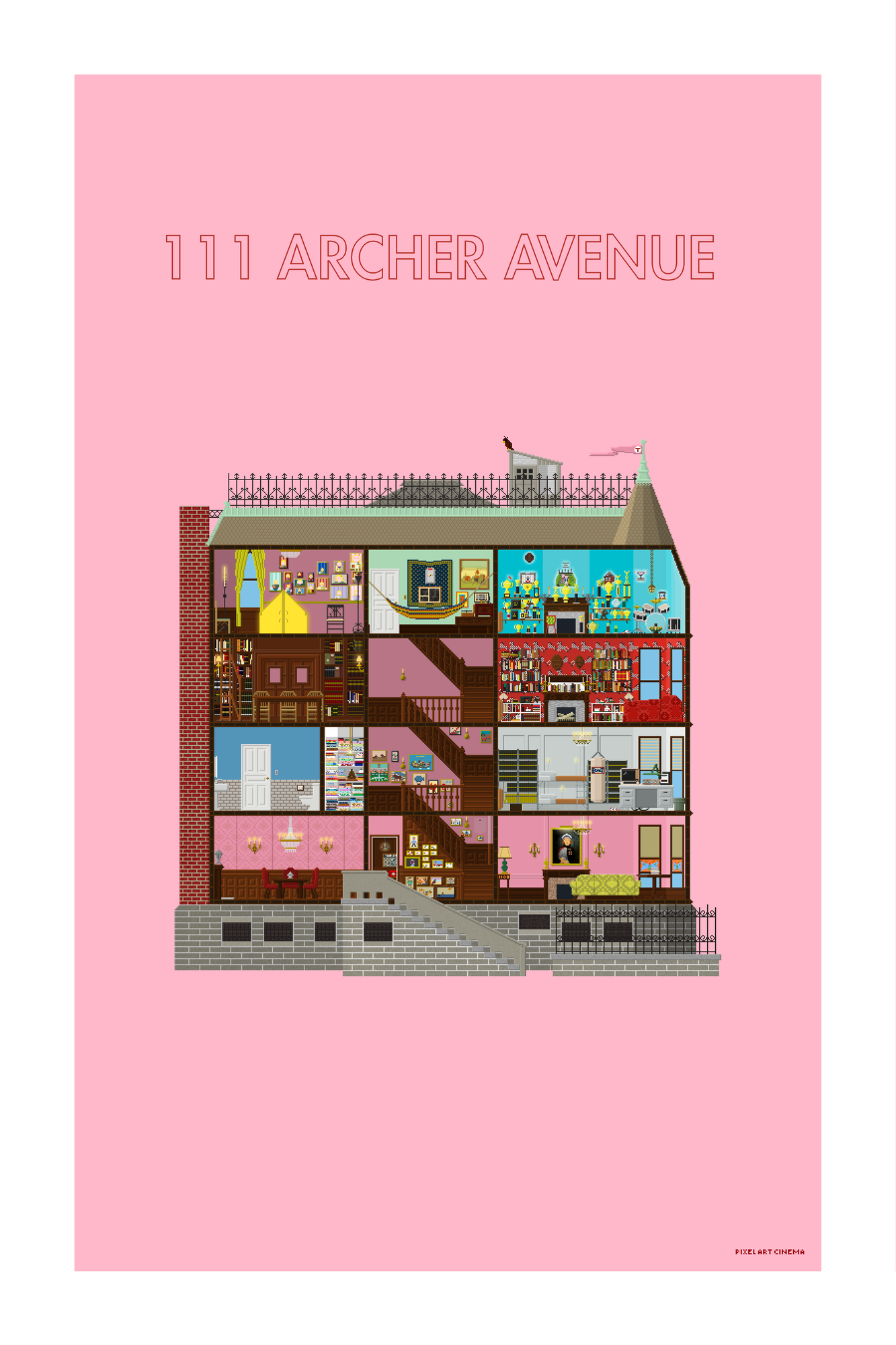 111 Archer Avenue pixel art print